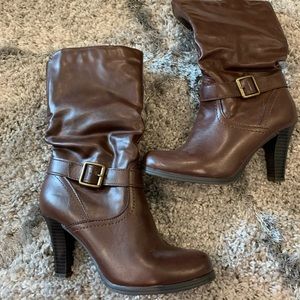 Brown heeled boots